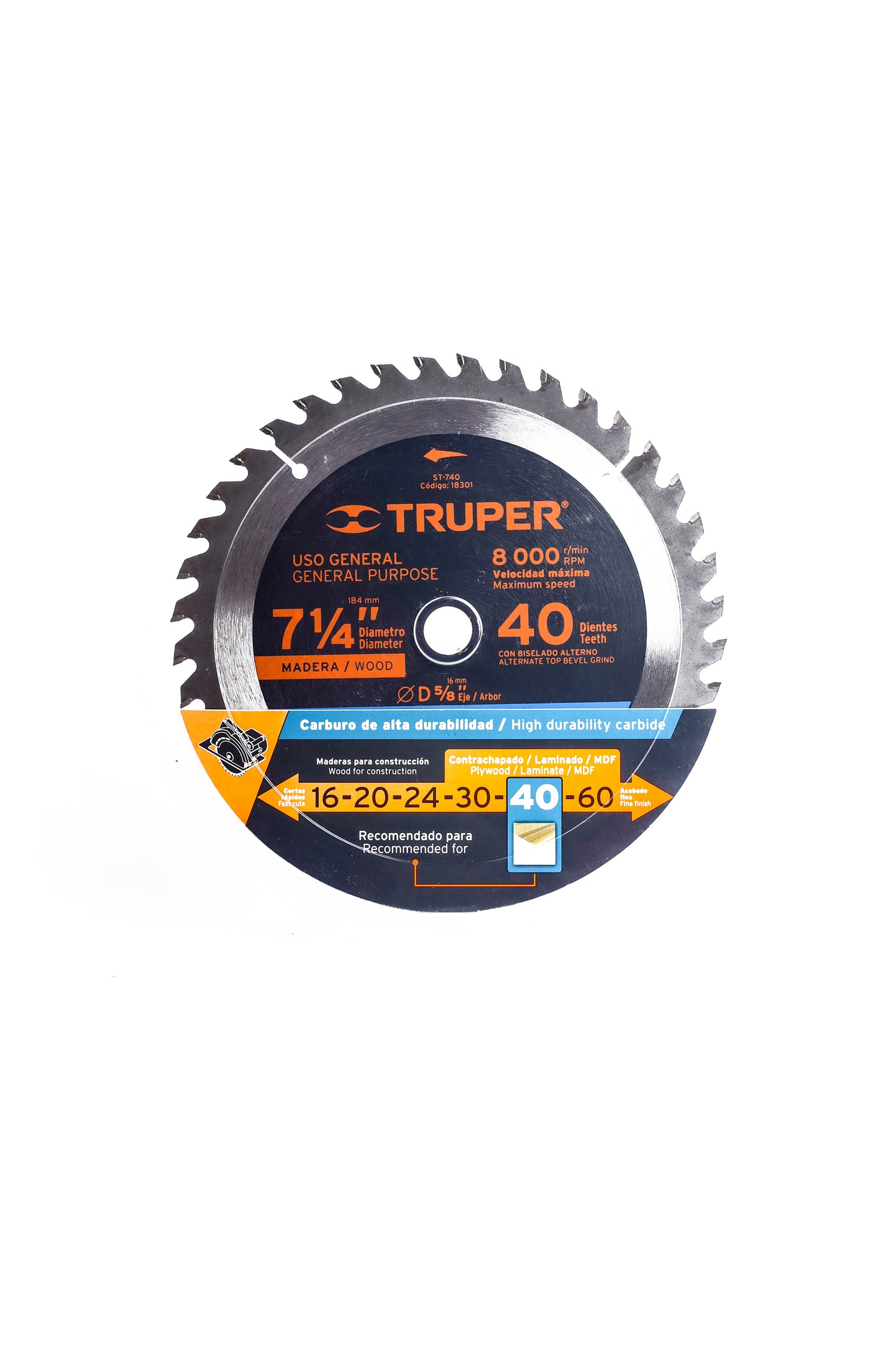 DISCO SIERRA 7 1/4" 40 DIENTES TRUPER